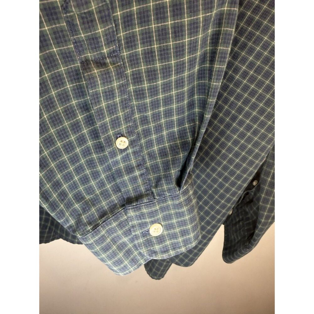 Y2K Nautica Men's Green and Navy Plaid Long Sleeve Button Down Size XL - Picture 7 of 15